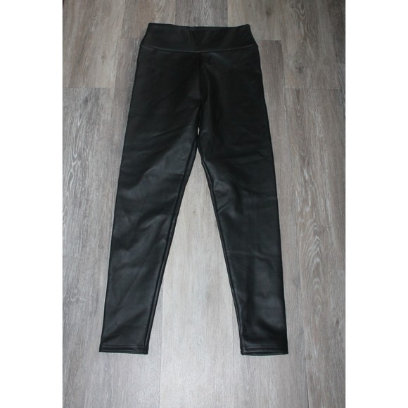 Faux Leather Black Leggings Pants Size XL High Waist Robert Matthew - Picture 3 of 7